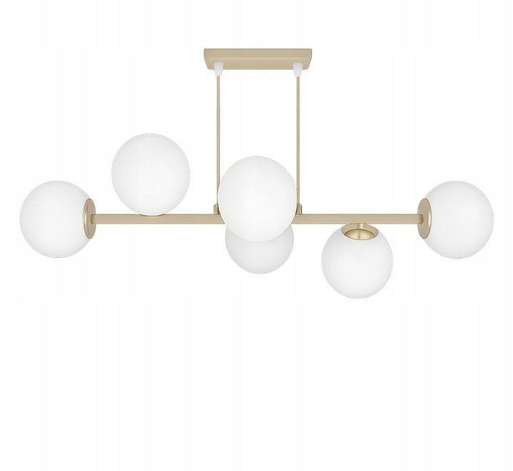 Lampa Wisząca Sufitowa 6x E27 Ecru Beż Kaszmir Żyrandol na żarówkę Led