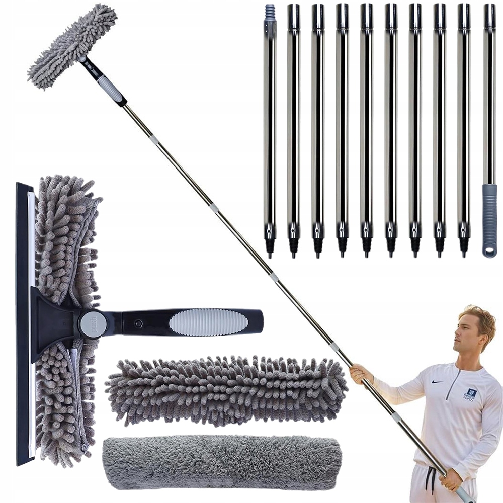 Sada na mytí vysokých oken teleskopická tyč 424 cm stahovák