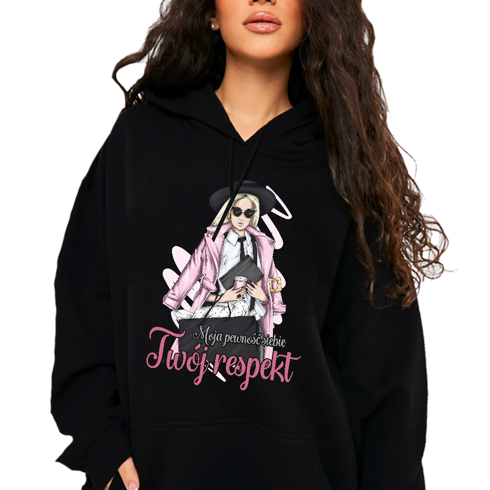 Mikina S Kapucí Bavlněná mikina Moje Sebevědomí Ženská motivace L