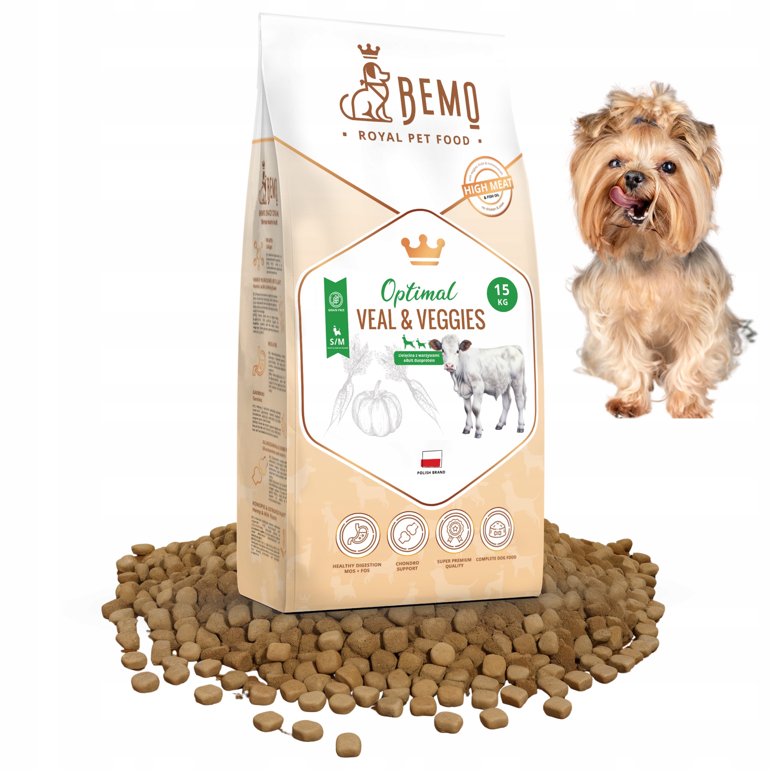 Levně Krmivo pro psy Bemo Optimal Veal S/m 15 kg s telecím masem a zeleninou