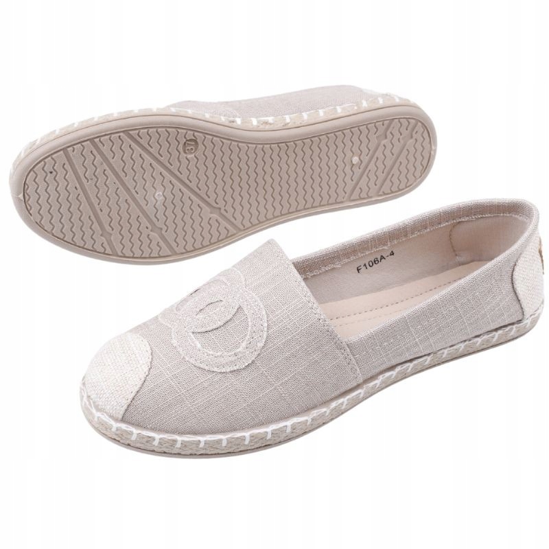 BEŻOWE ESPARDYLE DAMSKIE PÓŁBUTY WSUWANE PŁASKIE WKŁ. EKOSKÓRA WYGODNE