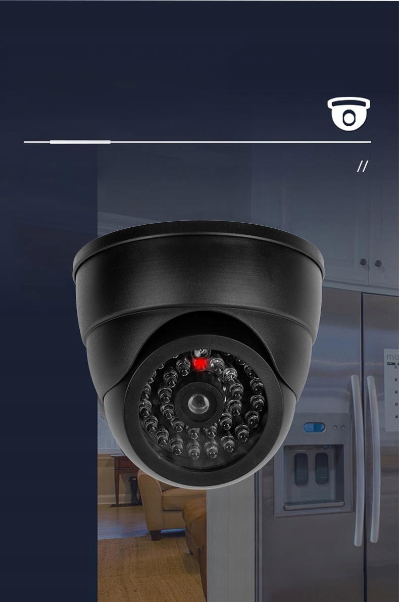 ATRAPA KAMERY PRZEMYSŁOWEJ CCTV KAMERA KOPUŁKA MIGAJĄCA DIODA LED 3xAAA Kod producenta AT-1D-B