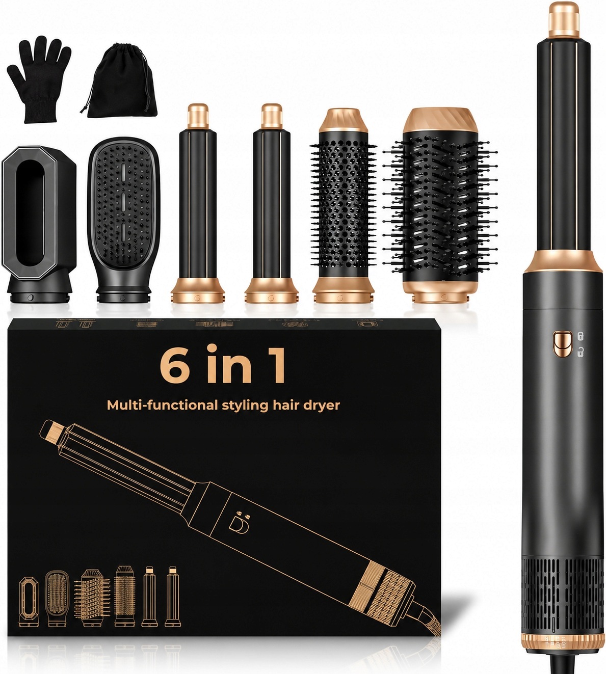 Vysoušeč vlasů Airstyler 6 v 1 sada černá