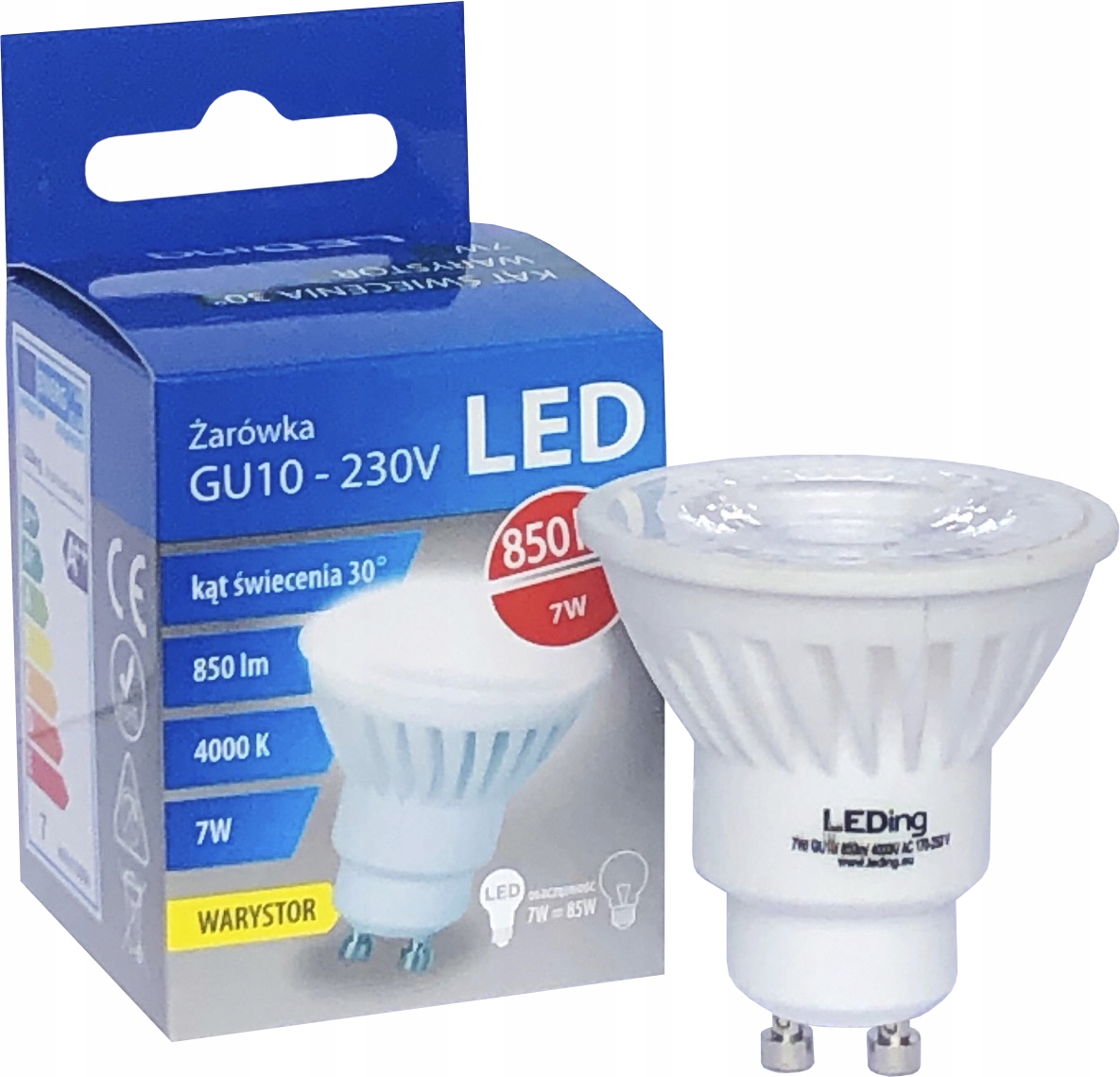 

Żarówka Led 7W 850lm GU10 Punktowa 4000K Warystor