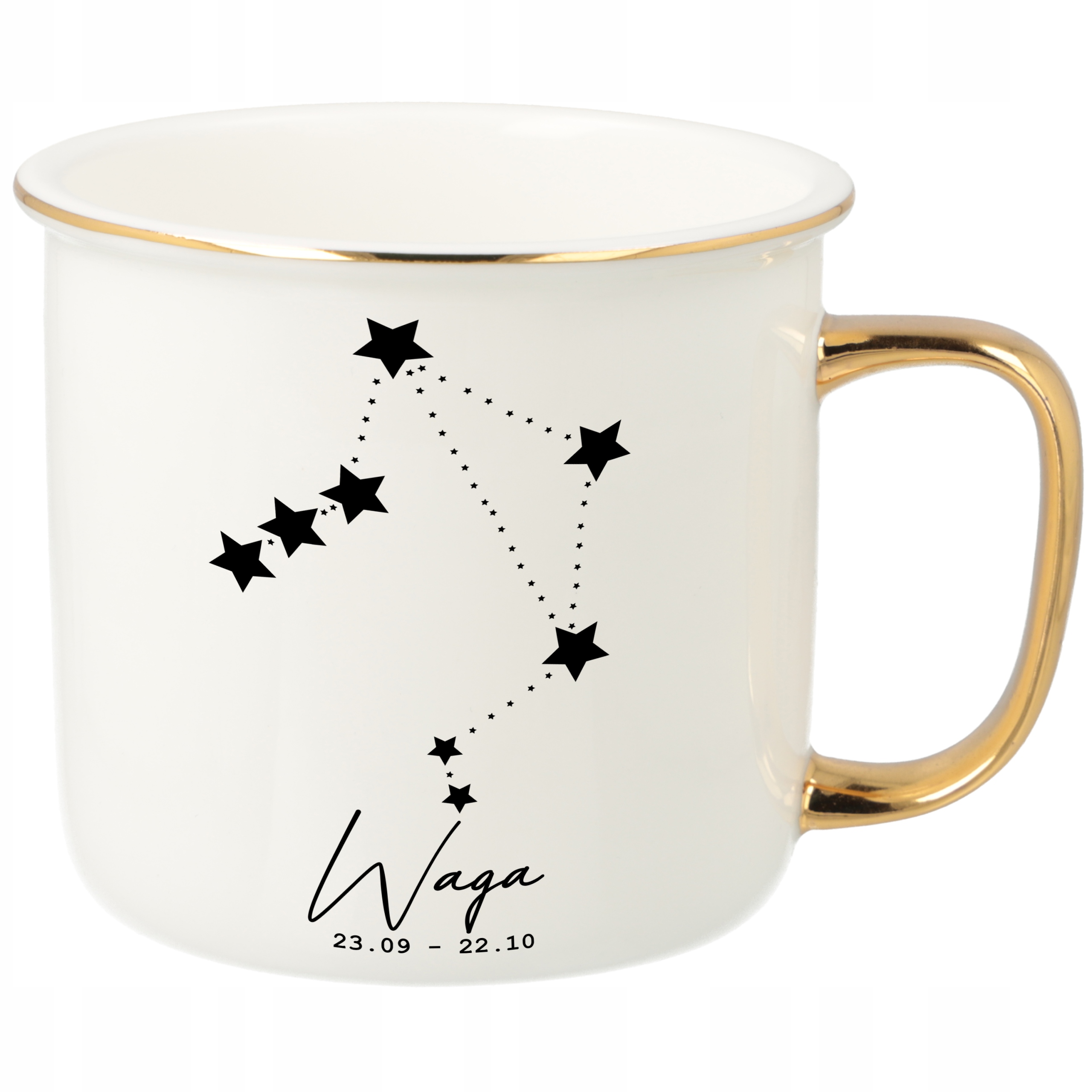 Hrnek Ucho Forma Zlatý Porcelánový Retro Dárek Pro Fanoušky Zodiaků Střelec