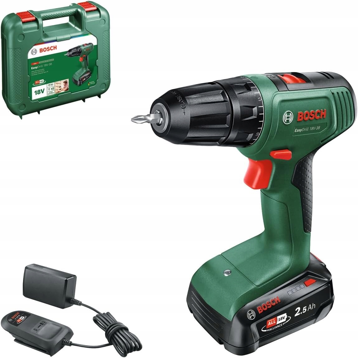 Bosch EasyDrill 18V-38 Akumulatorowa wiertarko-wkrętarka 18V 2,5Ah Walizka