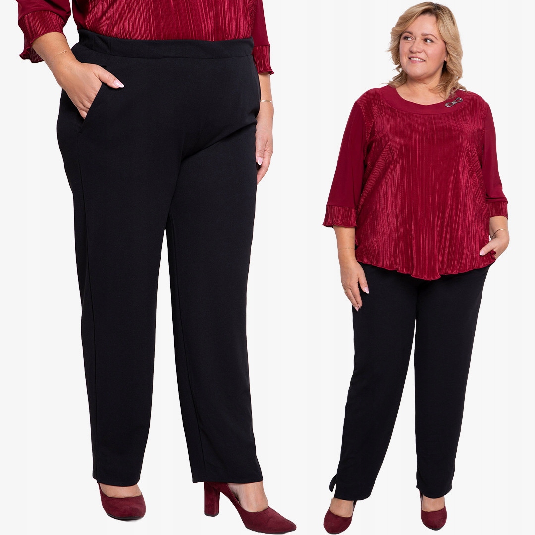 Černé kalhoty s rozparkem na nohavici 48/50