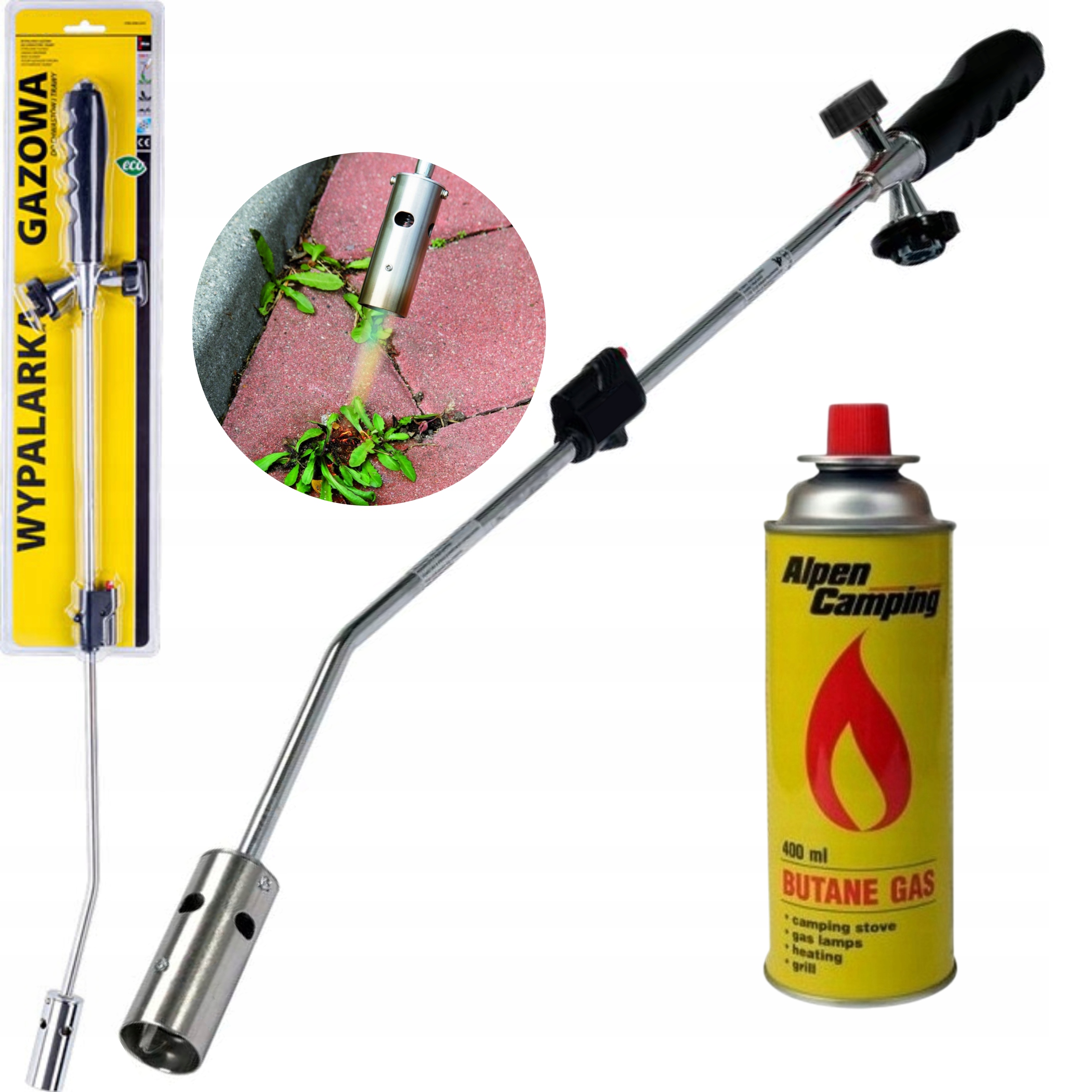 WYPALARKA OPALARKA PALNIK LIŚCI CHWASTÓW GRILL NA KARTUSZE GAZU + KARTUSZ Temperatura maksymalna 1200°C