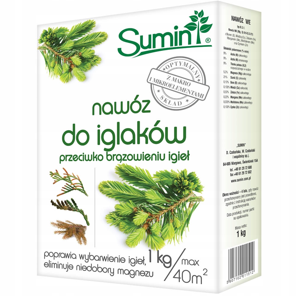 

Nawóz do iglaków przeciwko brązowieniu igieł Sumin