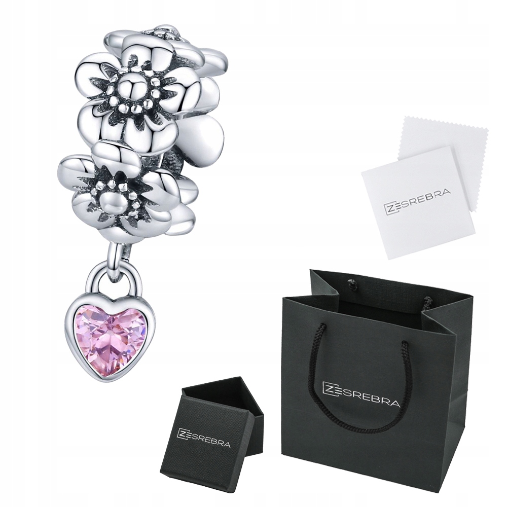 

Charms Kwiaty Z Sercem do Pandora S925 srebro 925