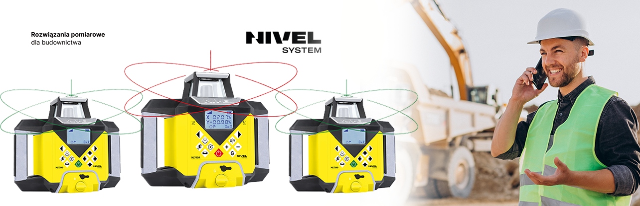 NIVEL SYSTEM NL 740R NIWELATOR OBROTOWY CZERWONY Zasięg 700 m