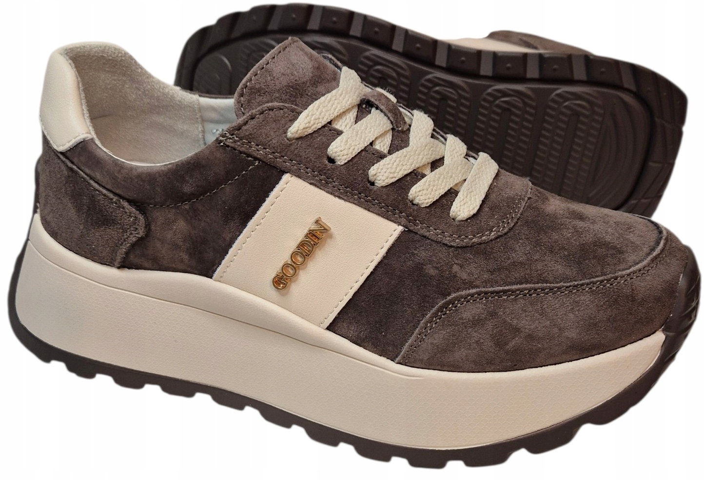 Goodin GD-124 Čokoládové tenisky na platformě, semišová kůže, vel 36