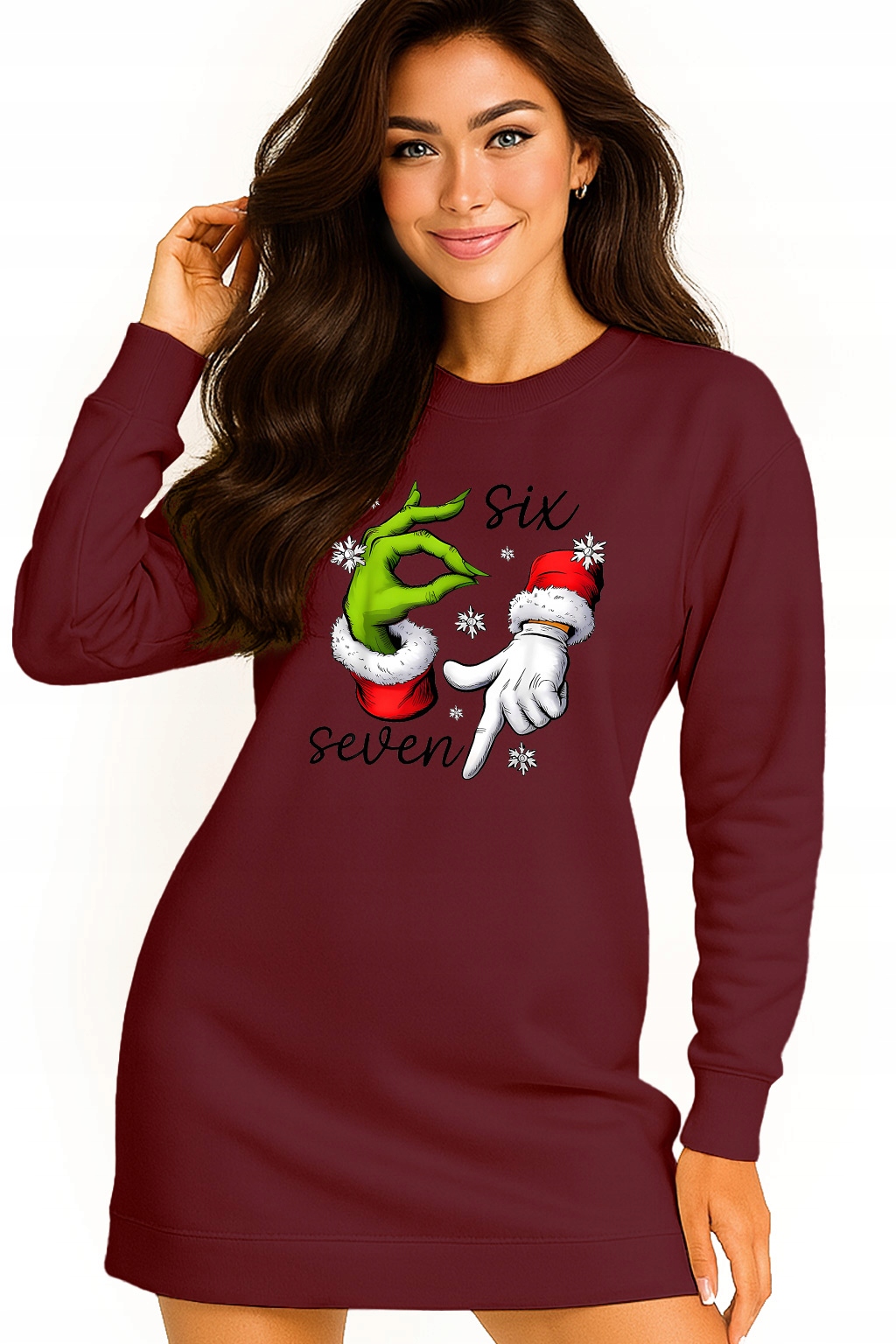 Mikina Vánoční Oversize Šaty Six Seven 67 Grinch Dárek M