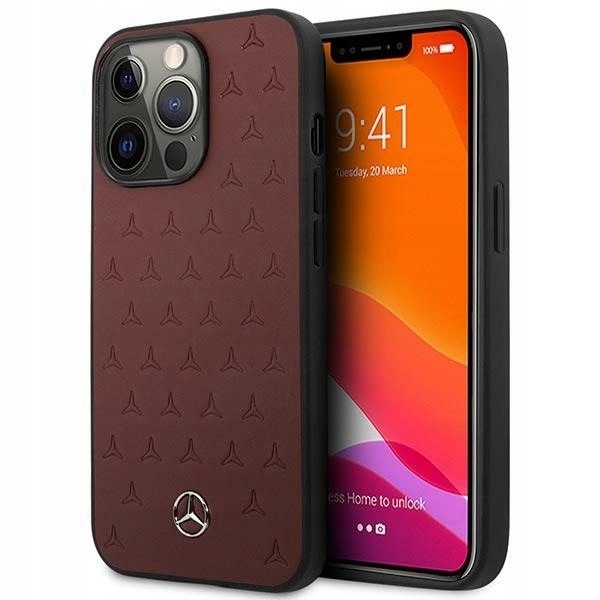 Etui Mercedes Leather Stars Pattern na iPhone 13 Pro iPhone 13 czerwone