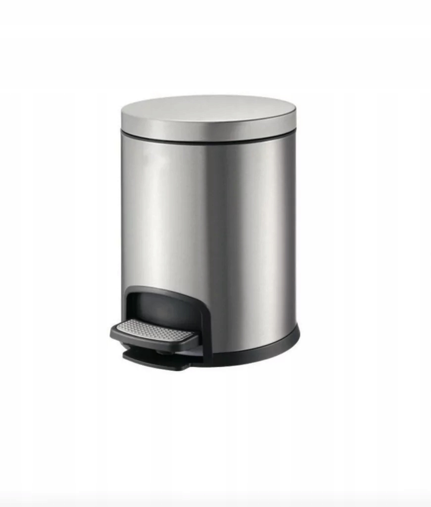 kulatý koš na odpadky Stella Premium s pedálem 5 l, pomalé zavírání saténová nerezová ocel