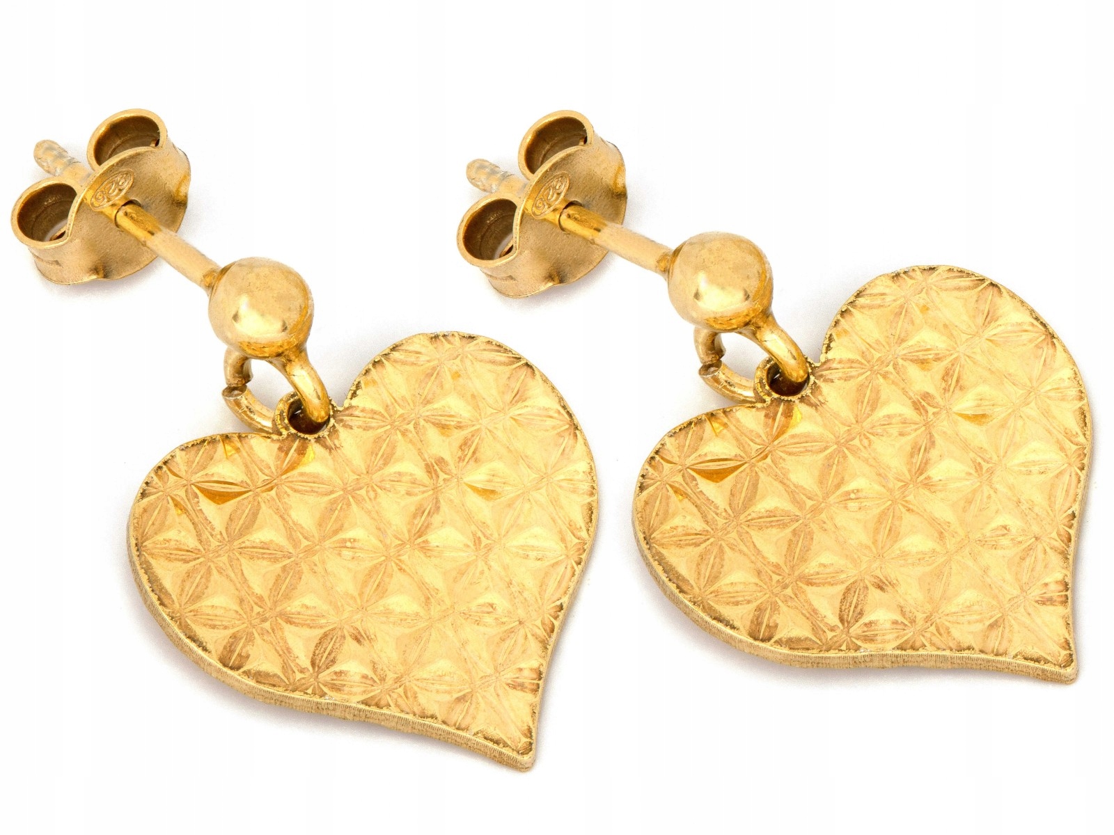 Stříbrné náušnice 925, pozlacené srdíčko na tyčinku, 2.94 g, jemné jako dárek