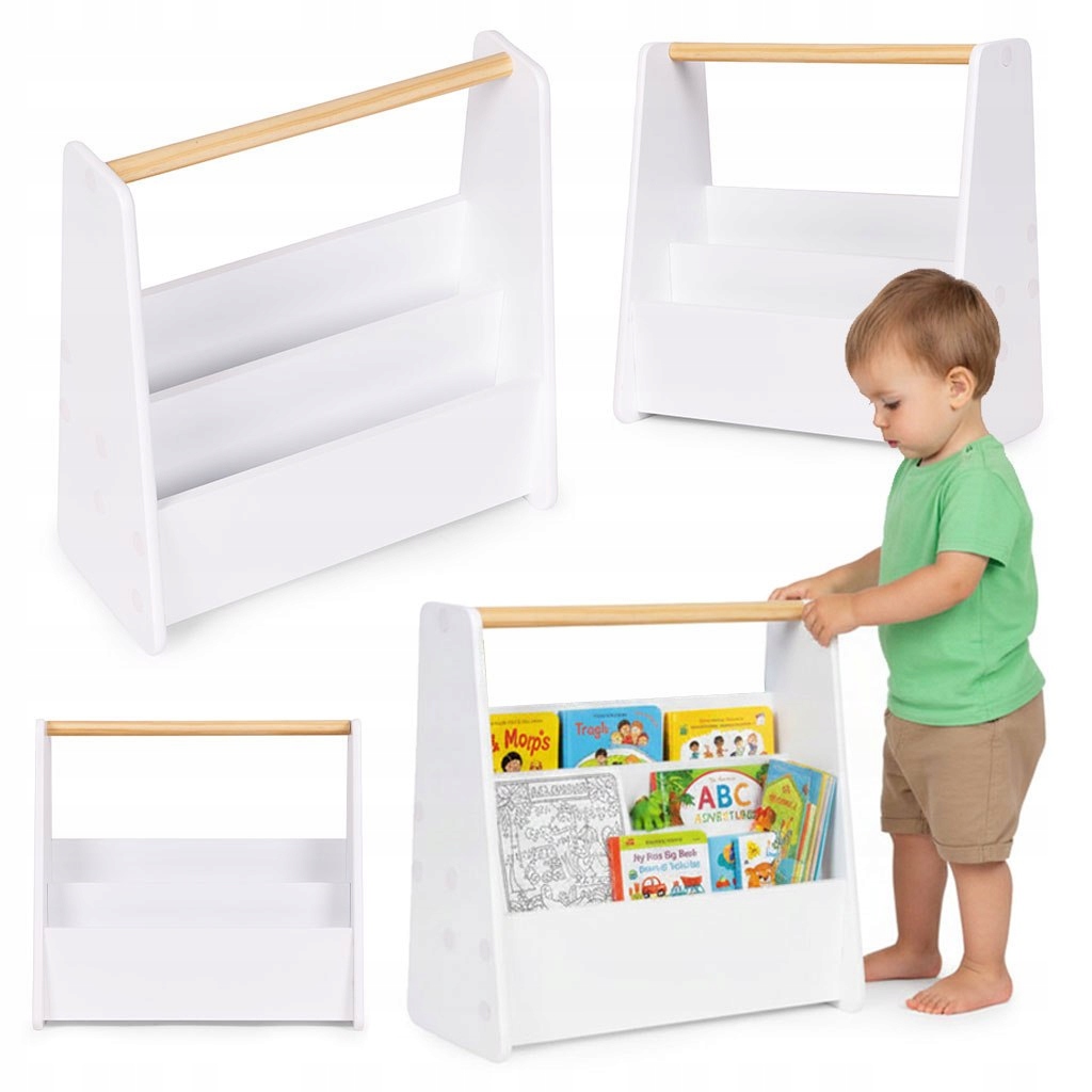 Biblioteczka Dziecięca Montessori Regał Na Książki Organizer 2 Poziomy Biał