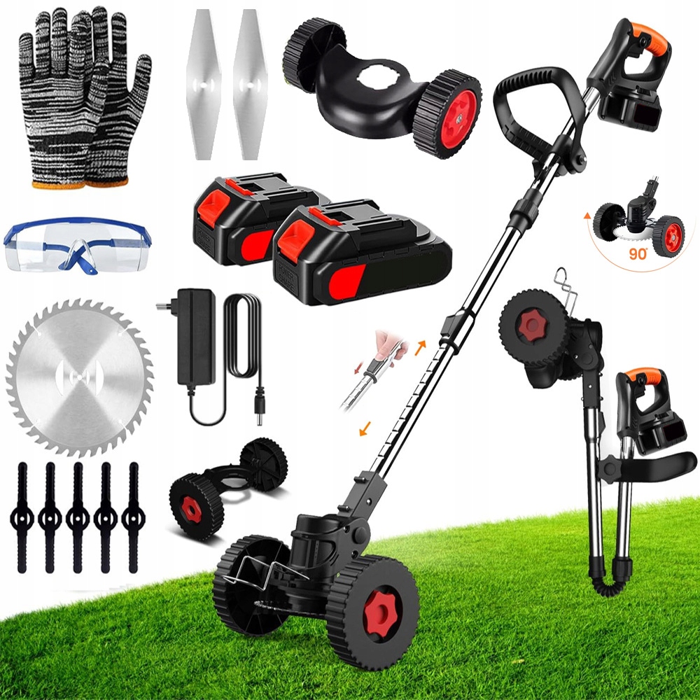 Výkonná Elektrická Sekačka Na Trávy 900 W S Nastavitelnou Výškou 90-120 CM+2AKU