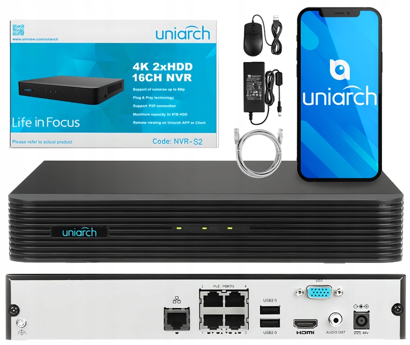 Rejestrator IP do monitoringu PoE do 8Mpx H.265 UNIARCH NVR-104E-P4