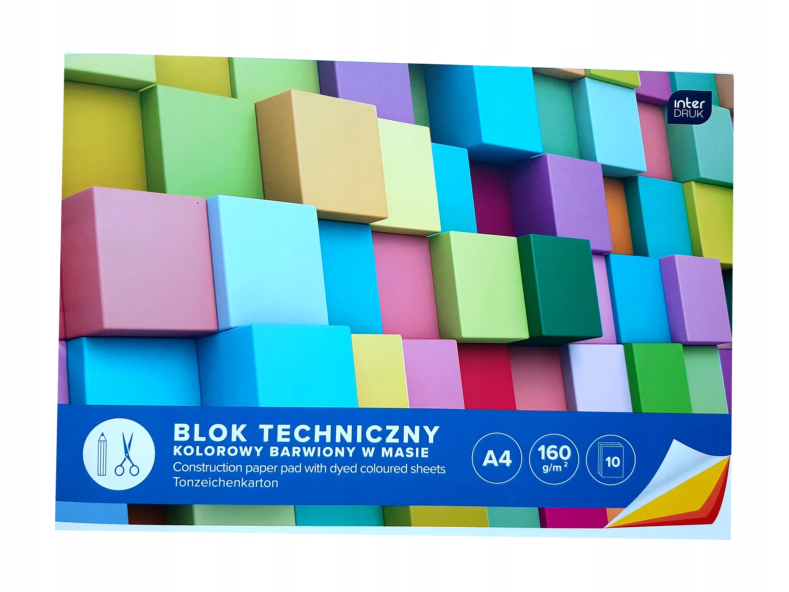 

Blok techniczny A4, kolorowy,10 kart Interdruk