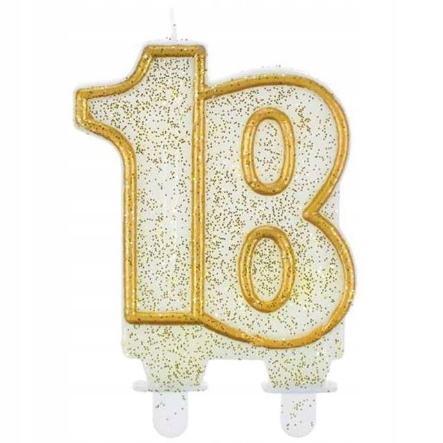 

świeczka na tort 18 Złota brokat na urodziny 8 cm