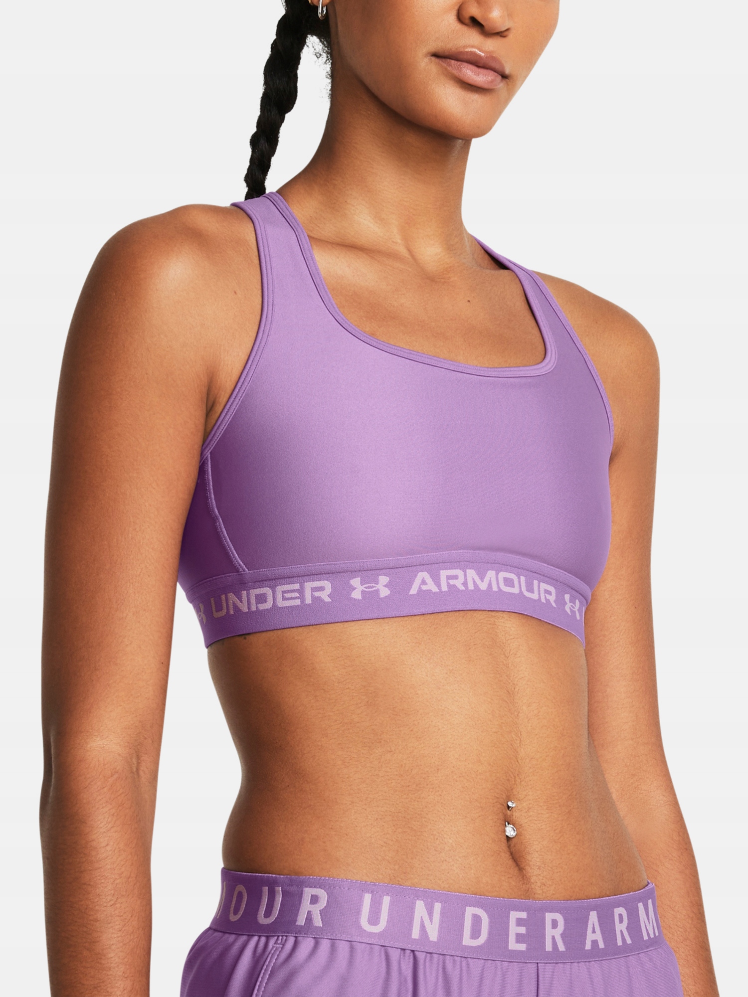 Under Armour Podprsenka Crossback Mid Bra-PPL fialová