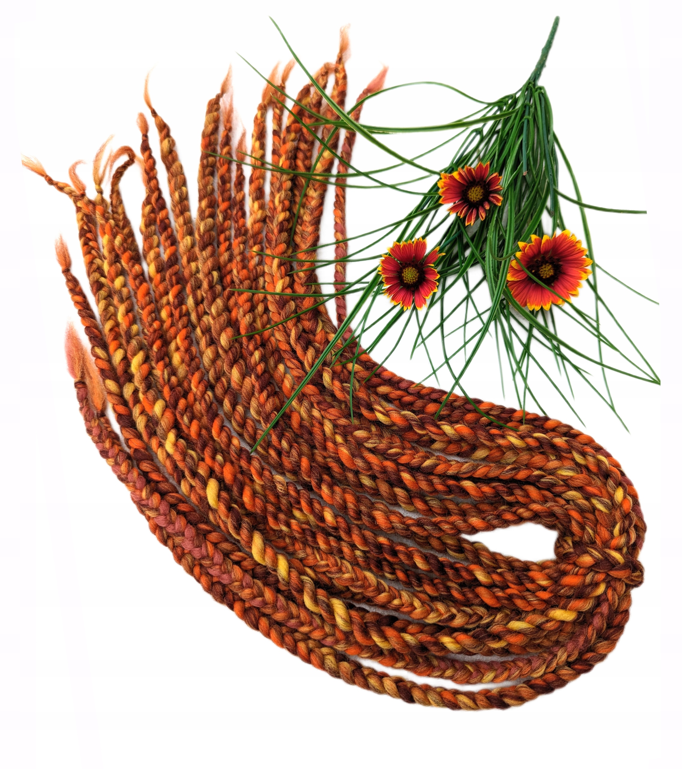 Vlněné copánky Opakovaně Použitelné, červené, Podzimní Plameny, 40 kusů