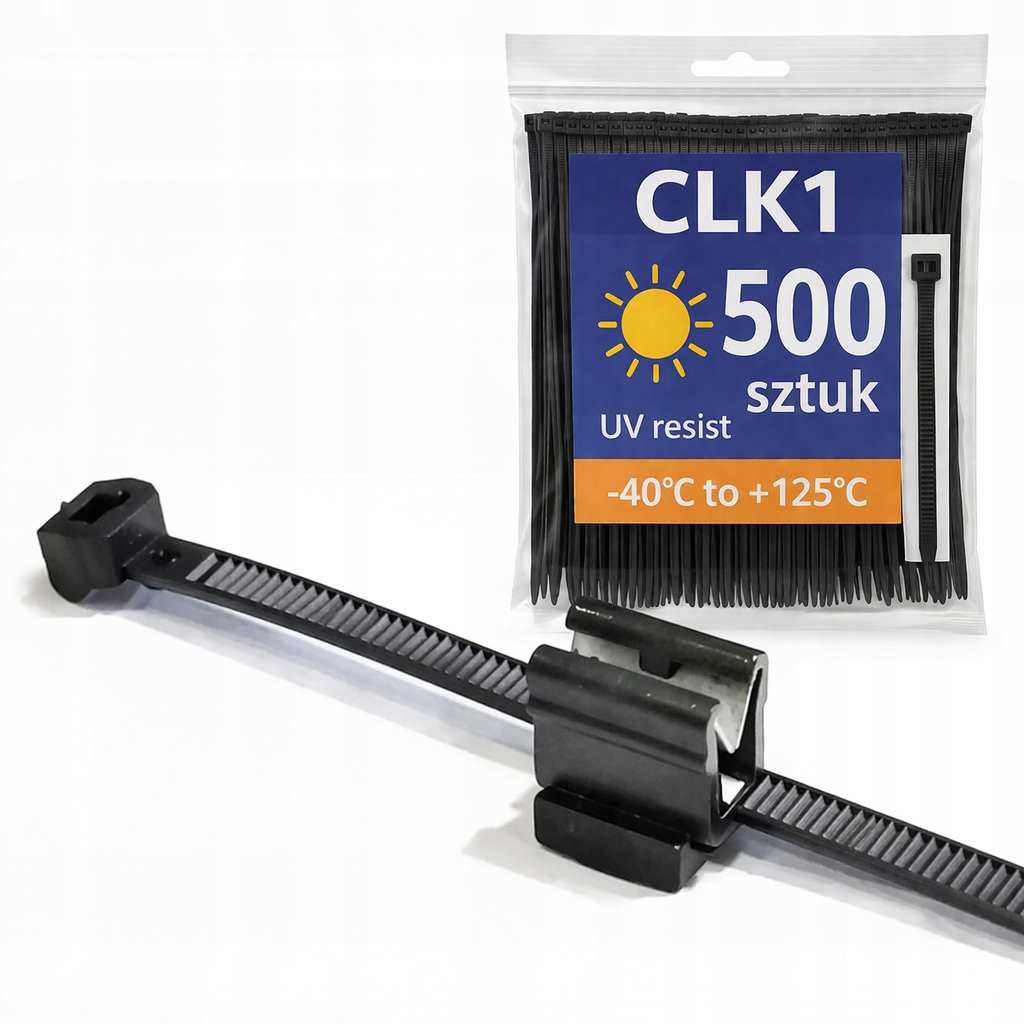 Káblová páska s klipom CLK1 200x4,6 mm čierna, 500ks