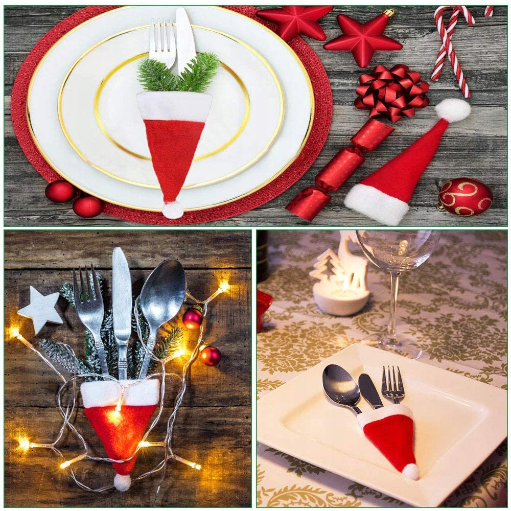 BOŻONARODZENIOWY ŚWIĄTECZNY POKROWIEC ETUI NA SZTUĆCE NA ŚWIĘTA MIKOŁAJKI Motyw mikołaj