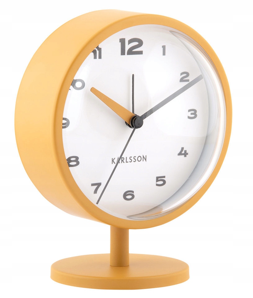 Žlutý Kulatý Stojící Budík Karlsson Brisk Dome KA6027YE Tichý Mechanismus