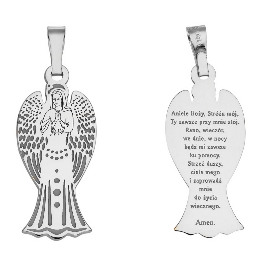 Stříbrný medailon Ag 925 rhodiovaný Anděl Strážce MDC059R