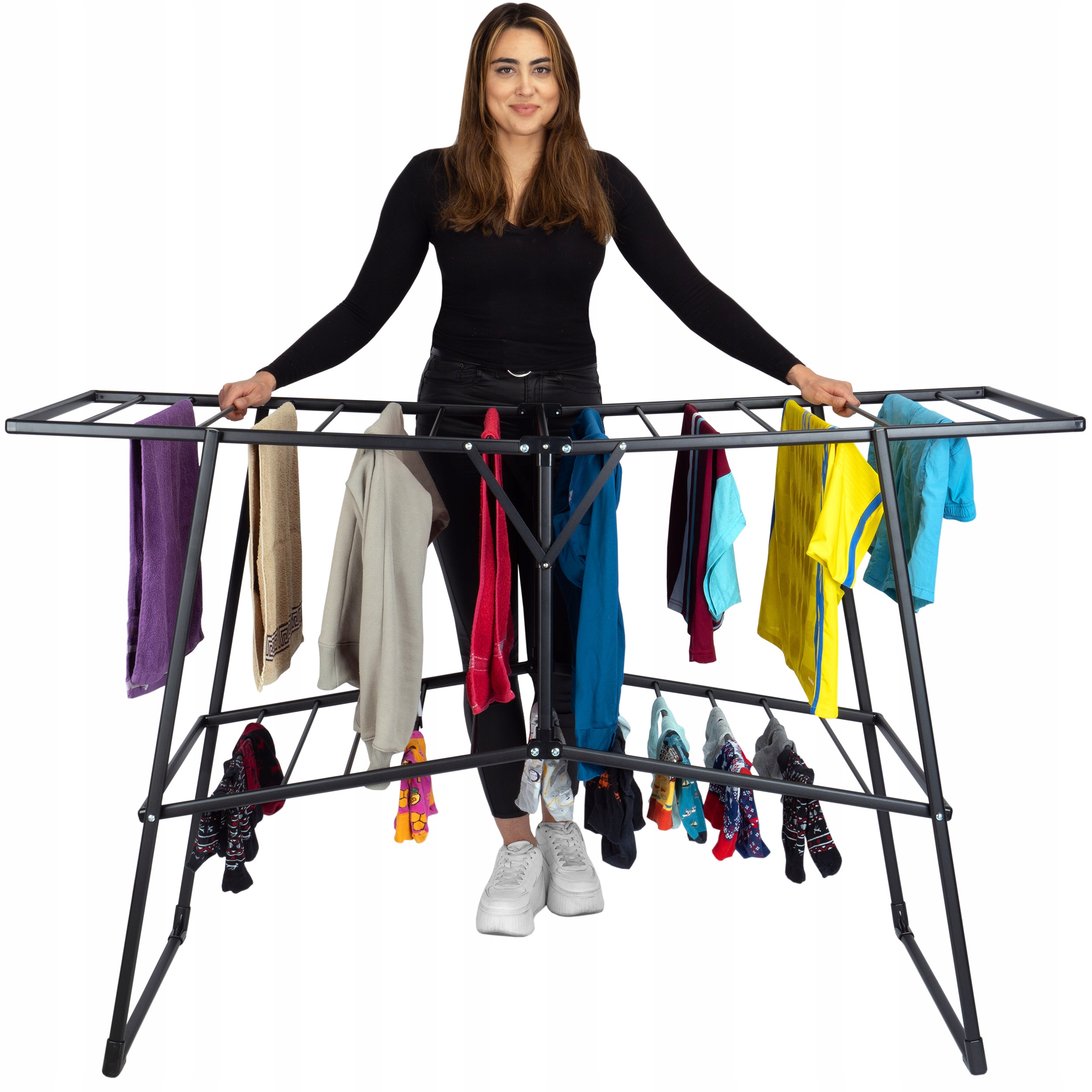 Levně Sušák Na Prádlo Stojící Dvouúrovňová, Skládací, Prémiová
