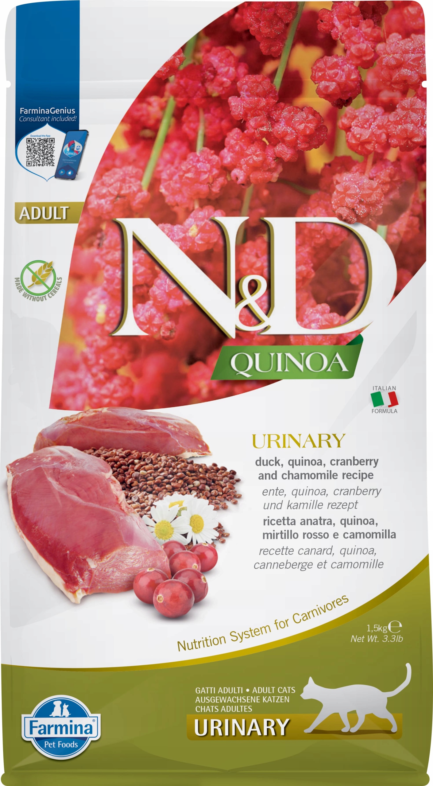 Farmina N&d Adult Cat Grain Free Urinary Duck Quinoa Cranberry 1,5KG