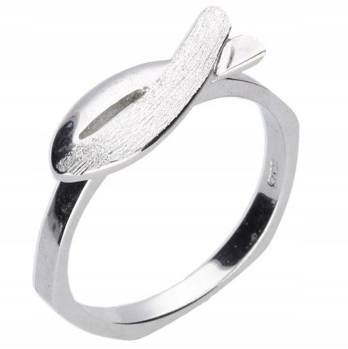 Pierścionek Ichtys Srebro 925 Rodowane Ryba Chrześciańska Jezus #14
