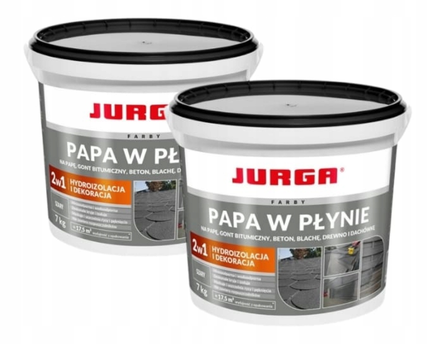 2szt Jurga Papa W Płynie Szara Ochronna Wodoodporna 2w1 Na Dach Papy 7kg