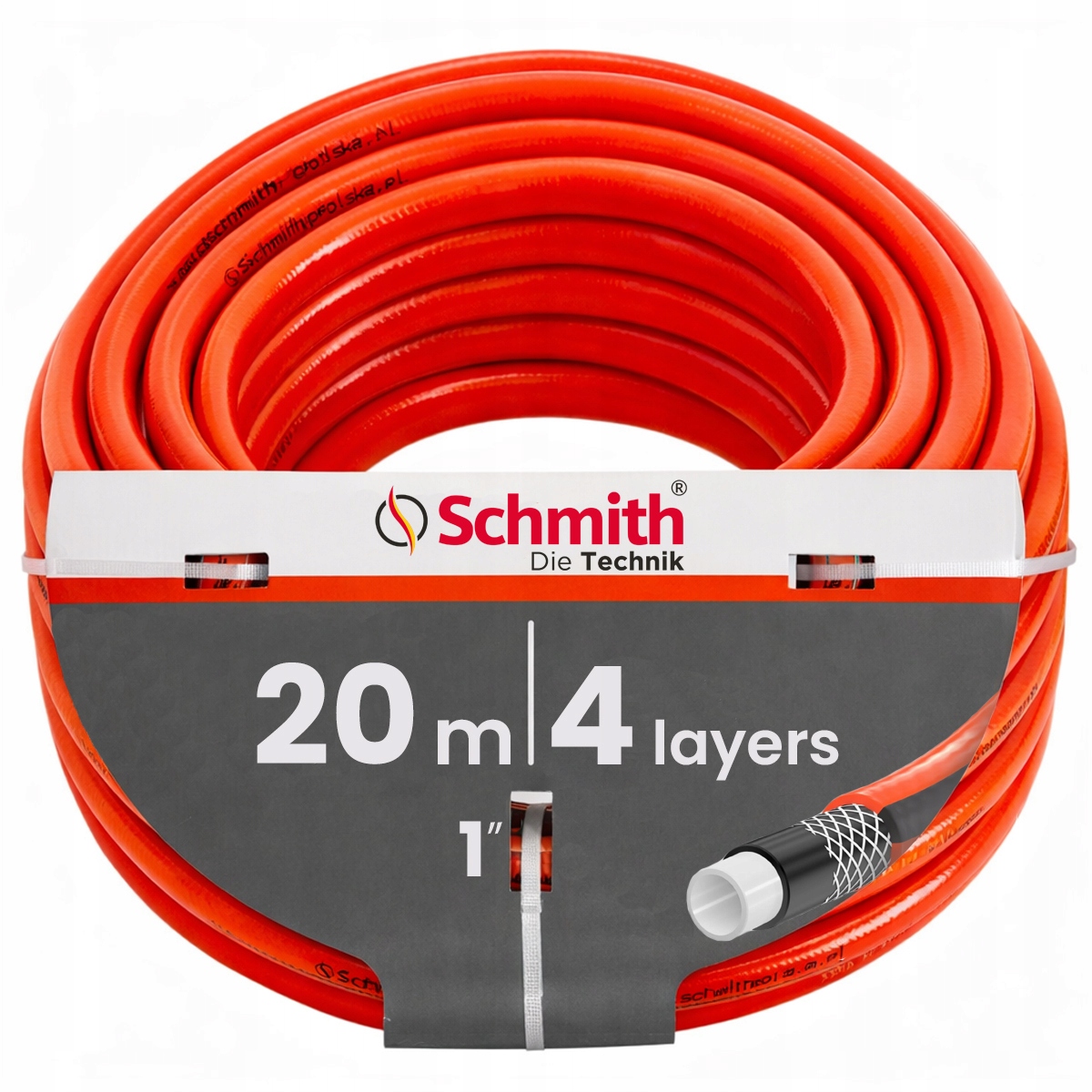 Silná zahradní hadice pro zahradní zavlažovací čerpadla 4vrstvá 1" 20 m Schmith