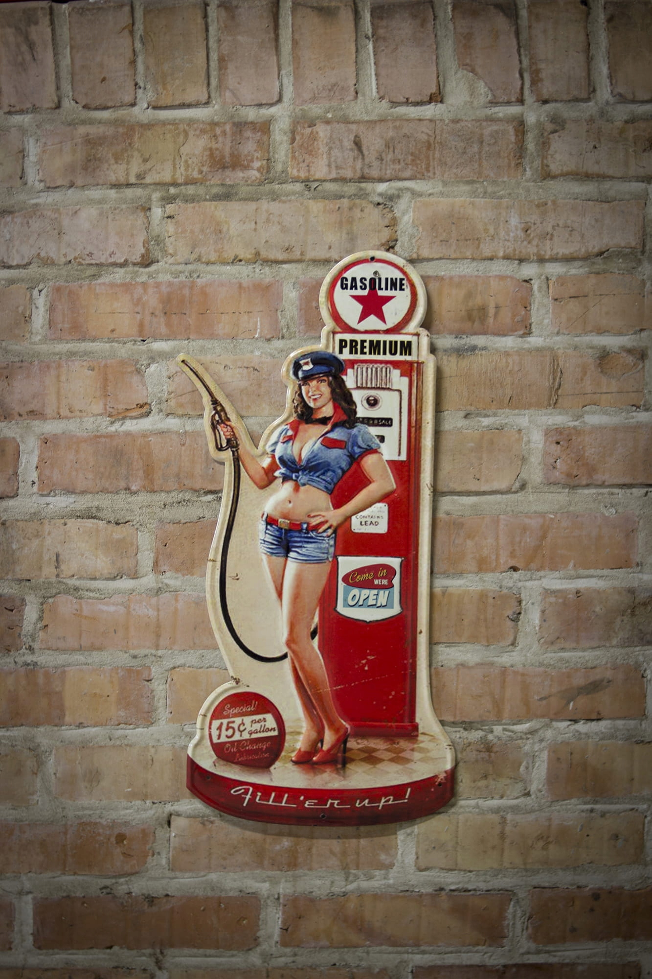 Metalowa Tablica Retro Czerwona Stacja Benzynowa Vintage Szyld Blacha Plaki Marka Antyki24