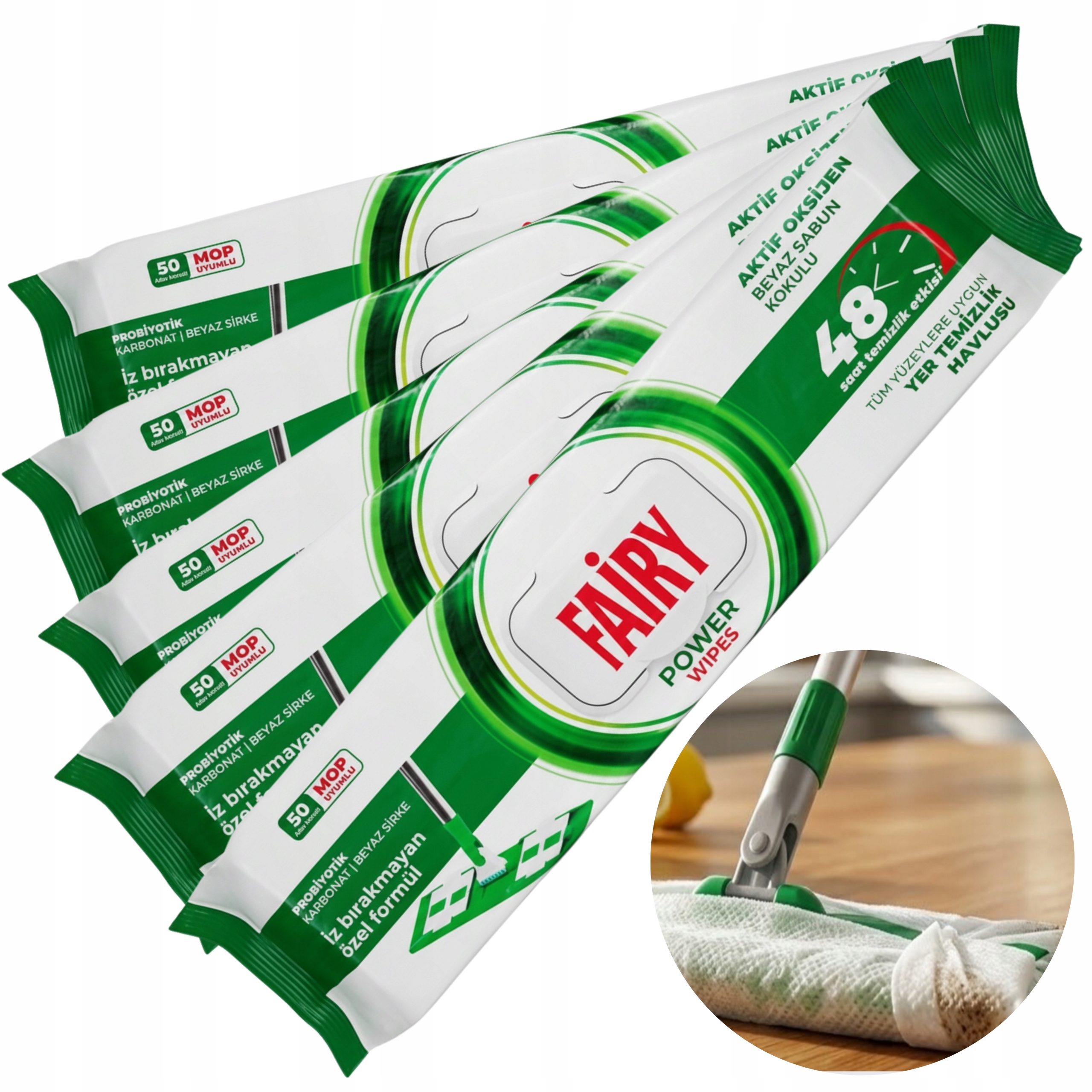 5 x velké náplně do mopu Fairy Vlhčené utěrky Na Jedno Použití bílé mýdlo