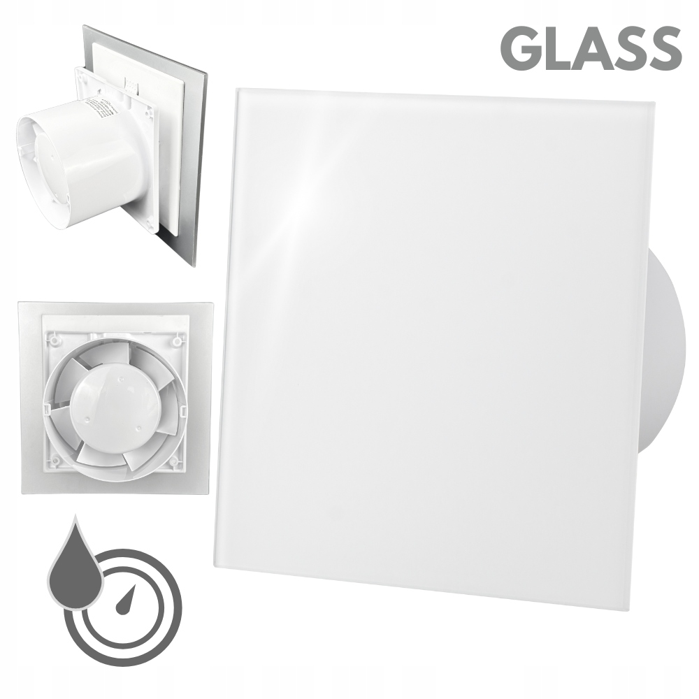 Koupelnový ventilátor Drim 125 (hs+ts) Sklo bílý lesk