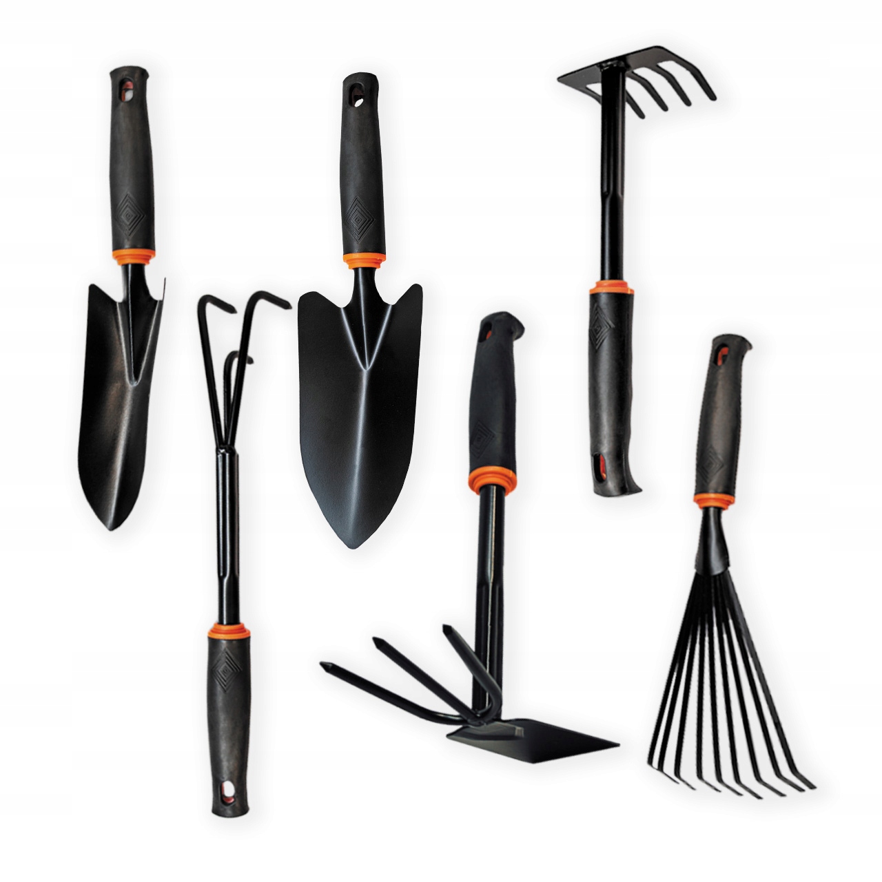 Sada záhradného náradia 2x Lopatka 2x Hrable Motyka Pazúriky Polax