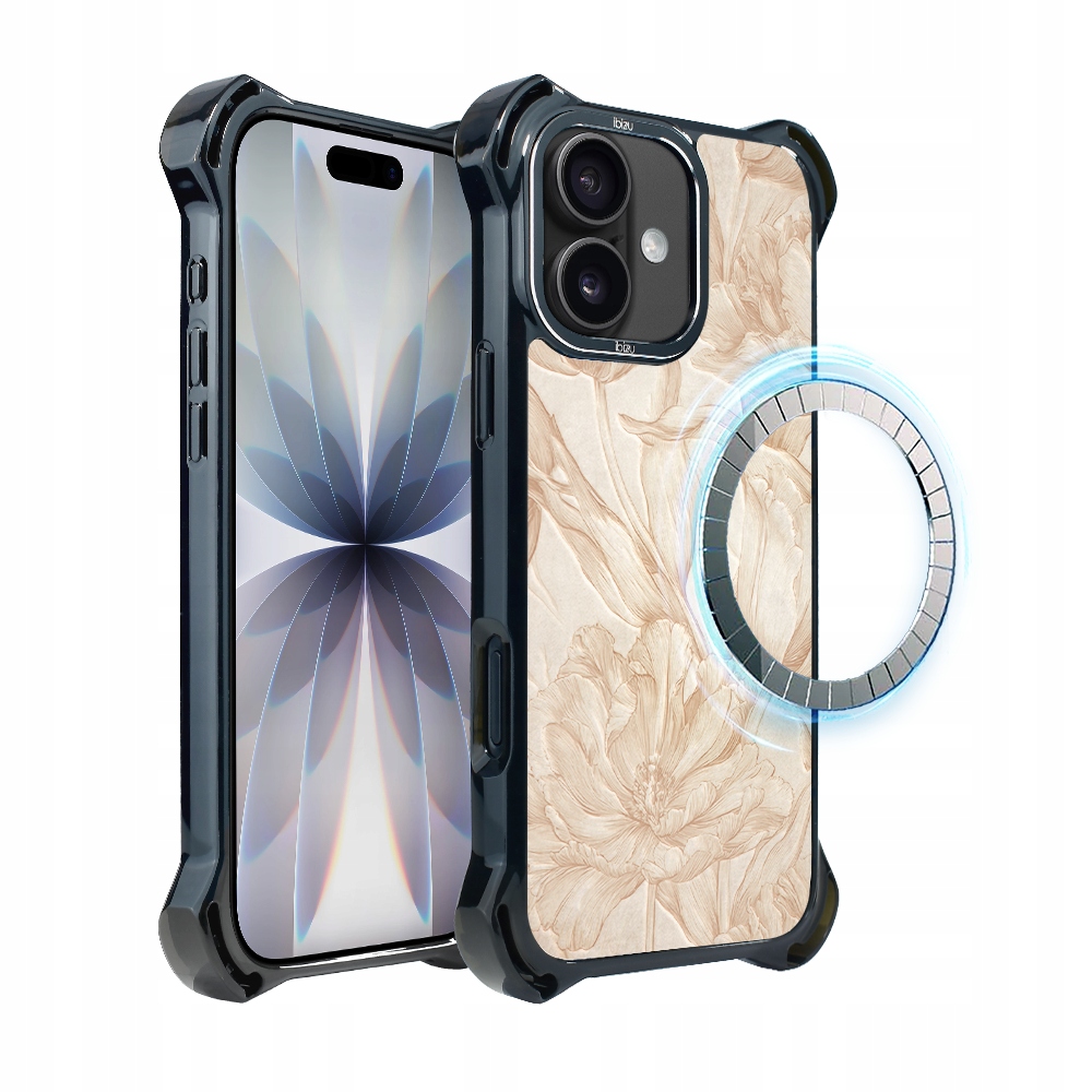 Pouzdro pro iPhone 17 Ibizu DropGuard Ultra s MagSafe, botanický biskvit