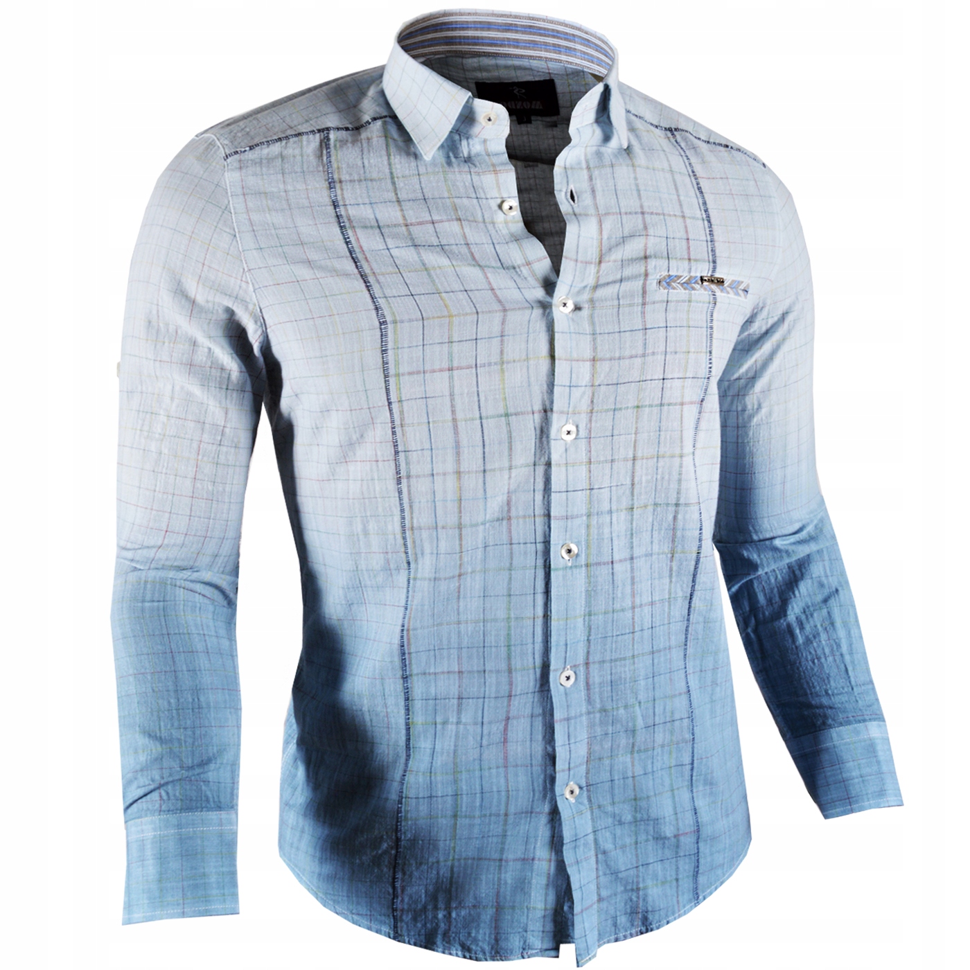 Pánská košile Mondo Lniana Kratka Casual Ombre stínovaná