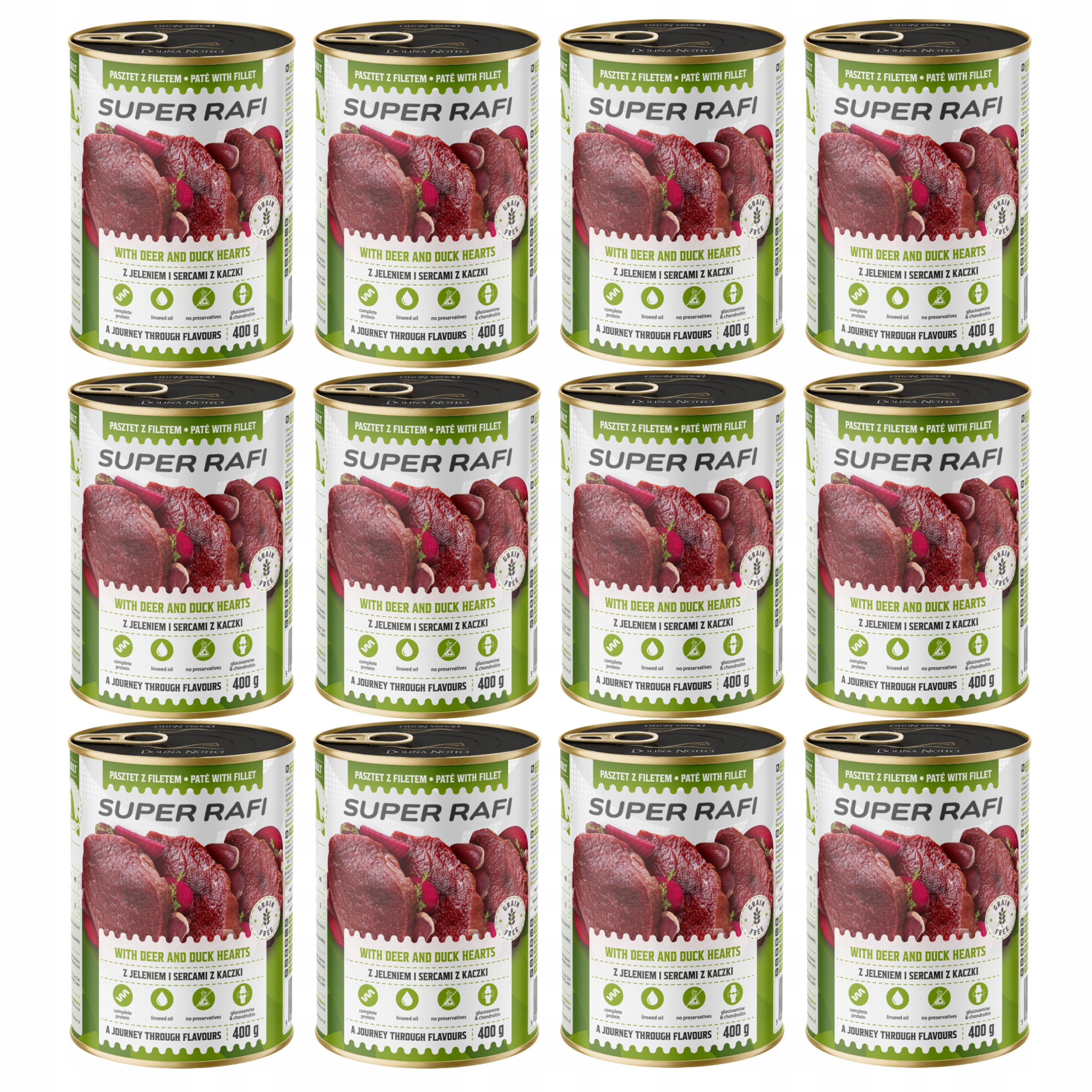 Dolina Noteci Rafi krmivo pro psa jelen kachní srdce 12 x 400 g