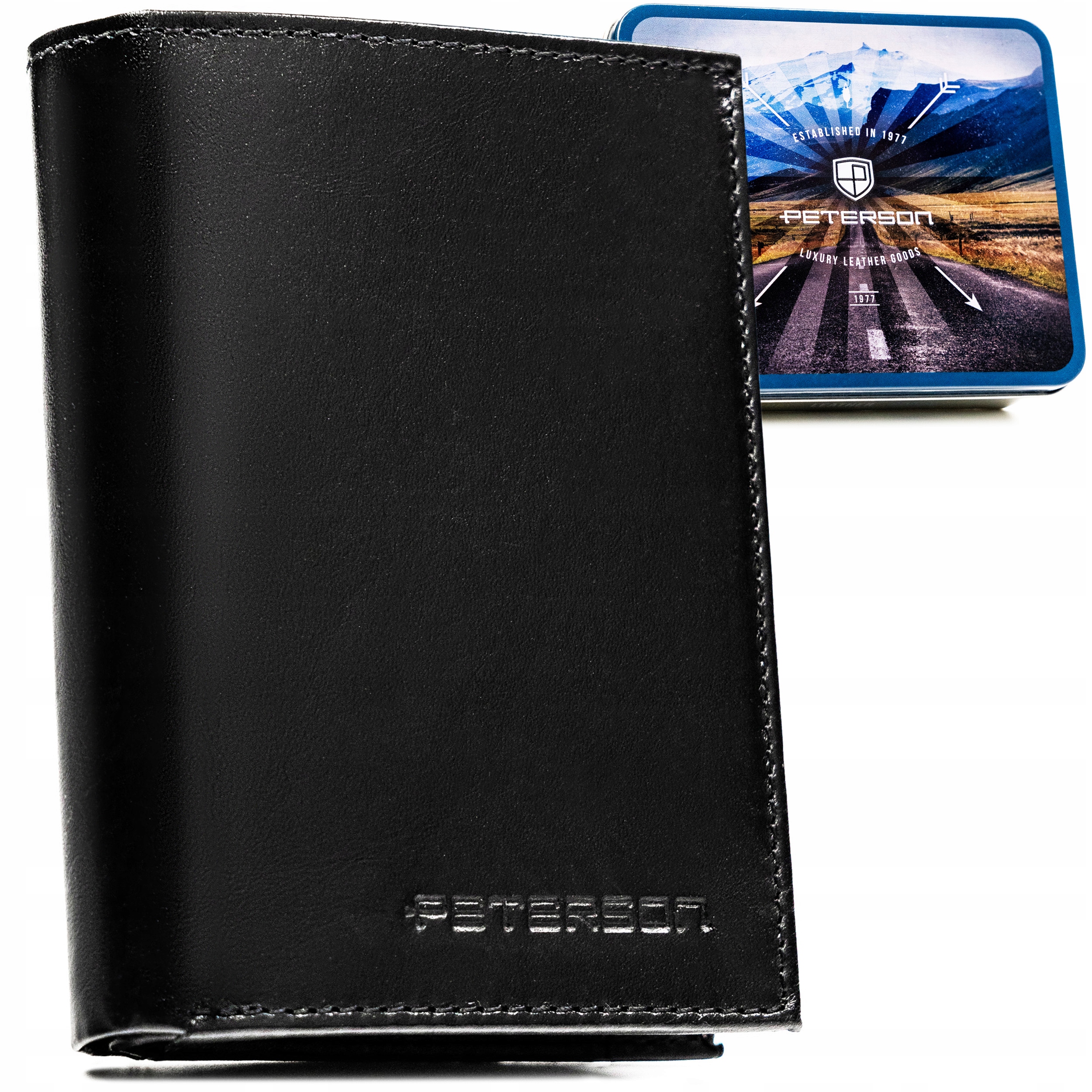 Portfel męski skórzany brelok zestaw prezentowy dla mężczyzn Peterson