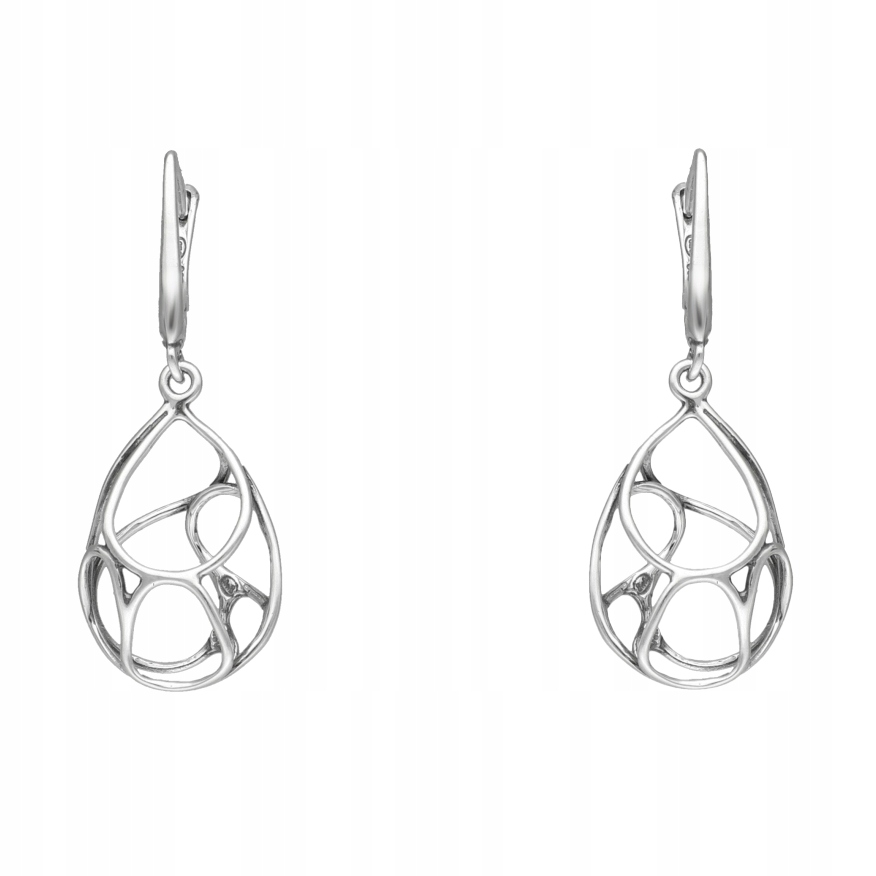 Náušnice geometrické prostorové slzy stříbro
