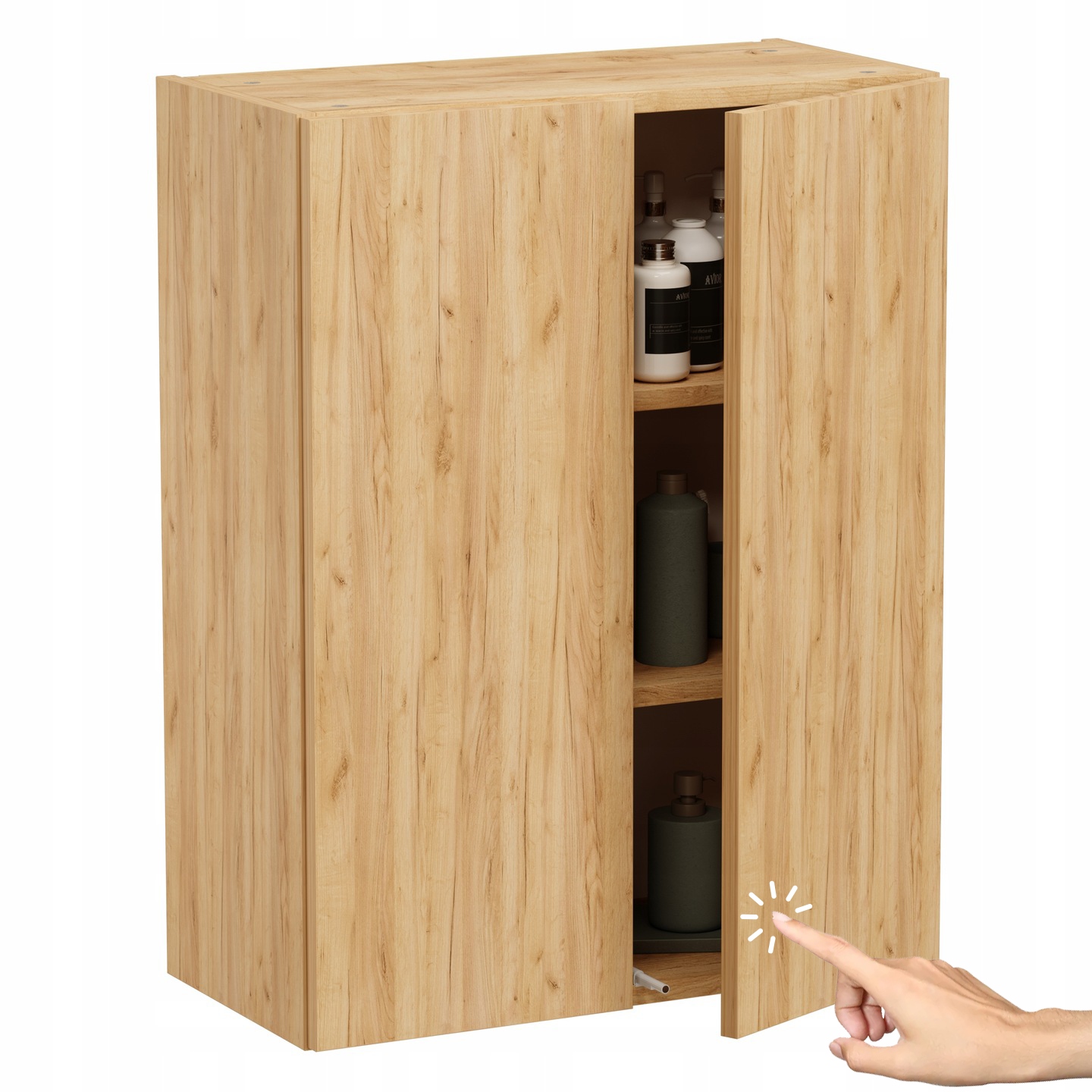 Závěsná koupelnová skříňka velká a široká dub craft zlatý do koupelny 60 cm