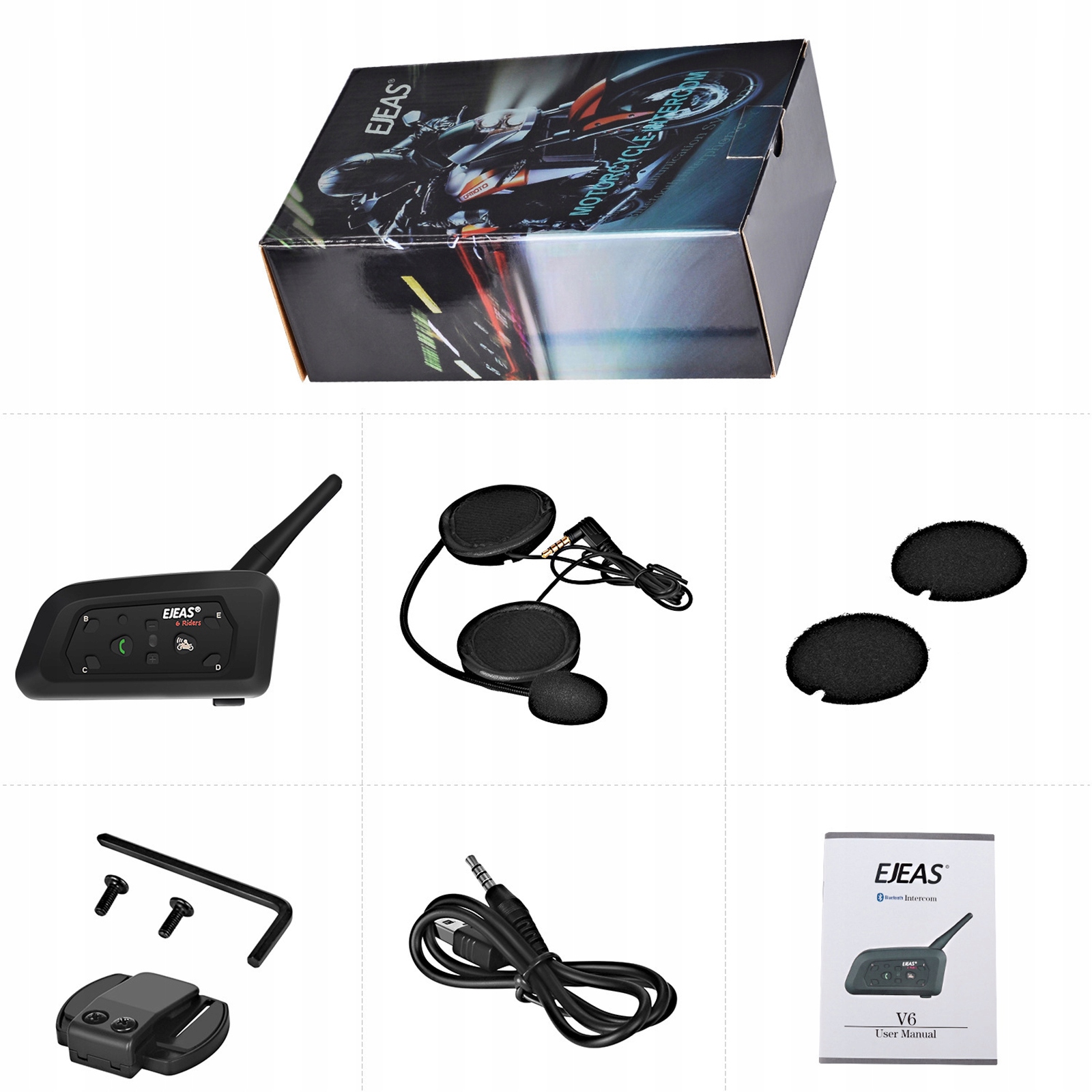 EJEAS V6 Pro Motorcycle Intercom 1200m