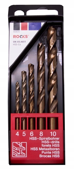 Vrtáky do kovu strong hss-co 1000 n/mm2 komplet 5 cz 4/ OK-03.4651 Rooks