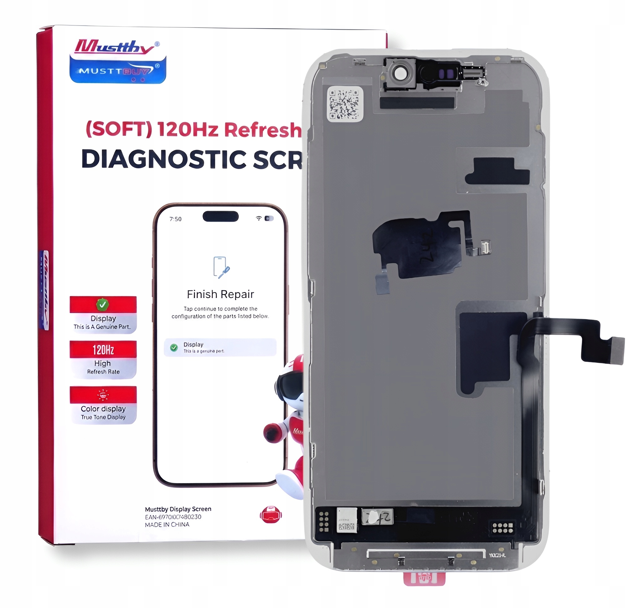 Displej pro iPhone 16 Pro Max 120 Hz s páskou Light Sensor Diagnostic