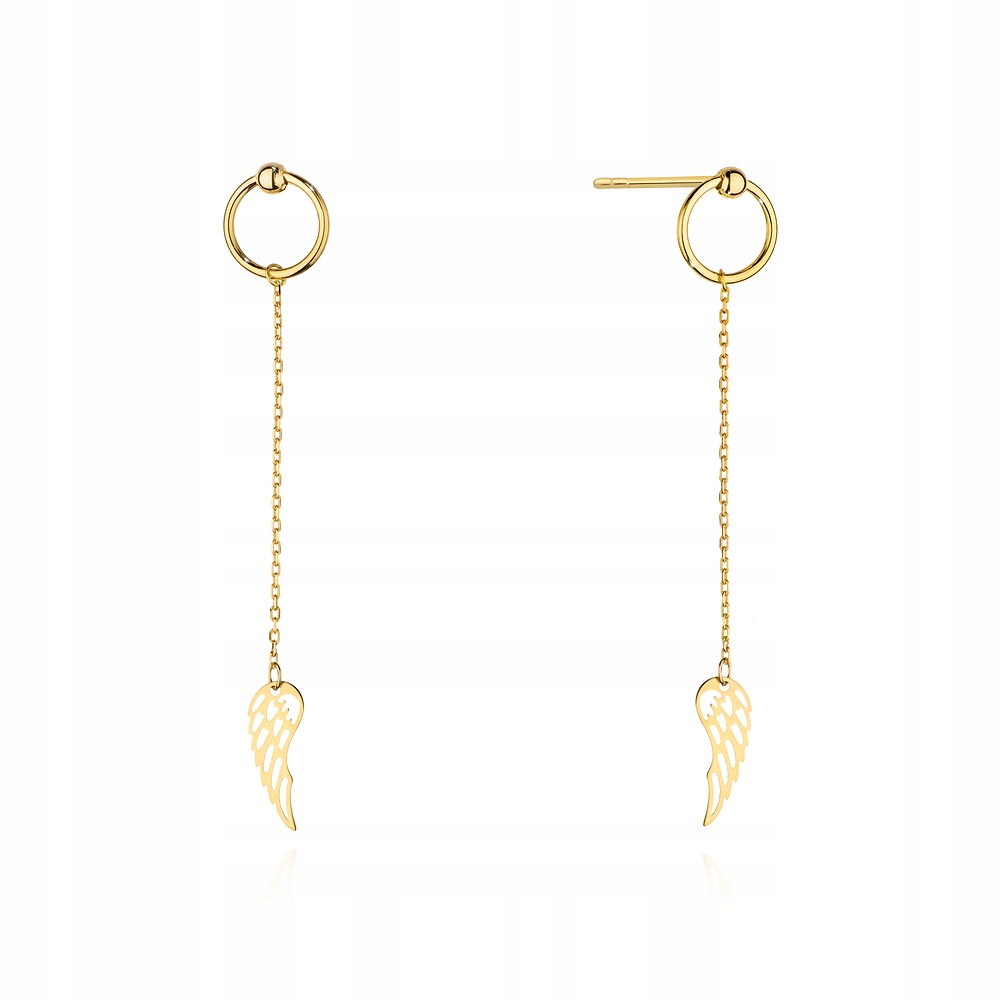 

Wiszące Złote Kolczyki 585 skrzydła wings sztyft